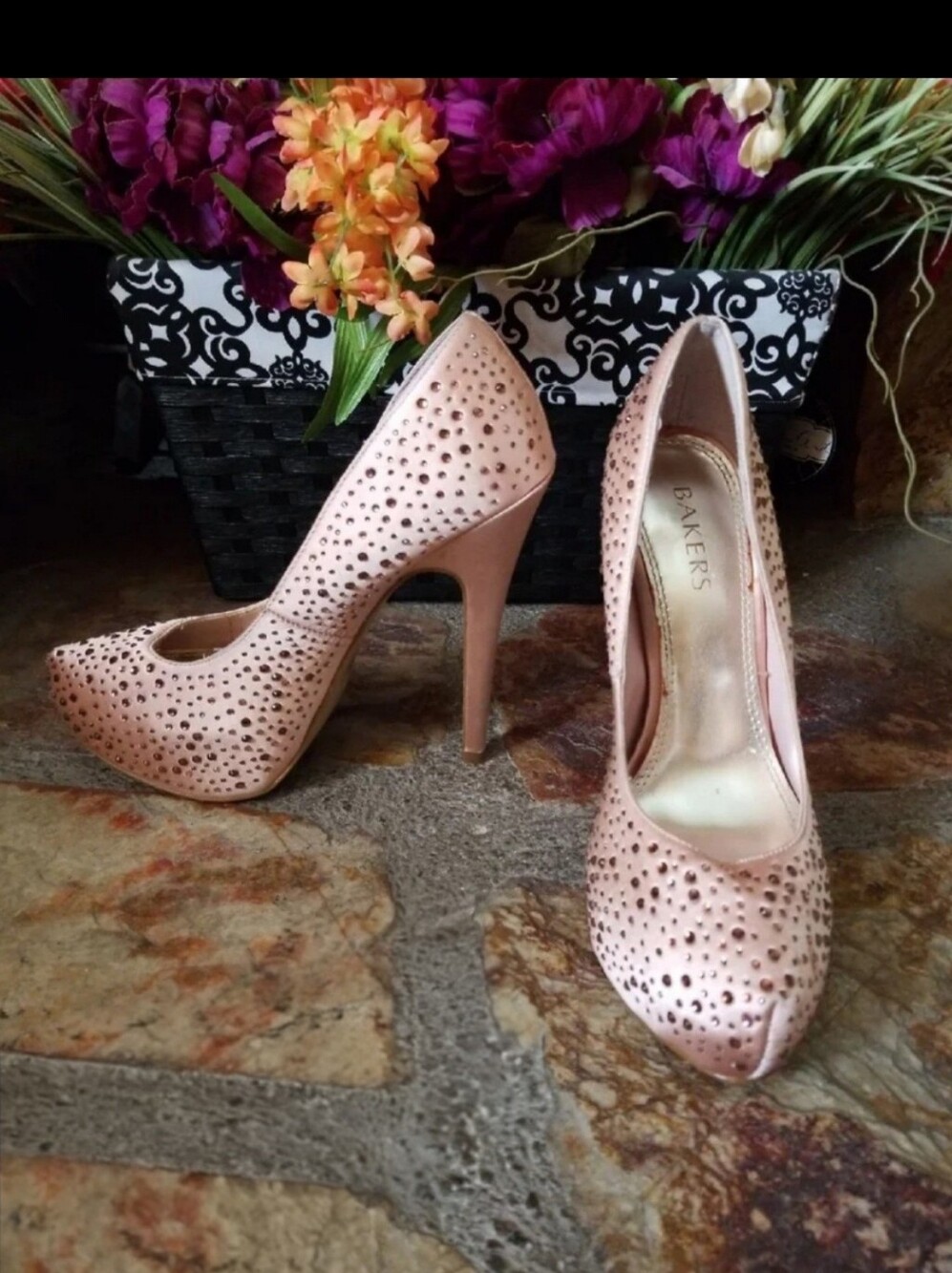 Bakers Women's Blush Pink Rhinestone High Heel Pumps